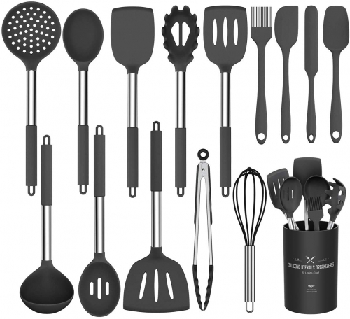 Silicone cooking utensils set, Umite Chef 15-piece silicone cooking kitchen utensil set, non-stick heat-resistant-*Best kitchen utensils, stainless st