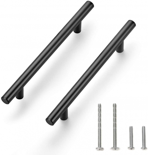 Ravinte Black Kitchen Cabinet Handle Matte Black Cabinet Handle Black Button Handle Kitchen Cabinet Hardware Matte Black Matte Black 7.38" Long (5" Ho
