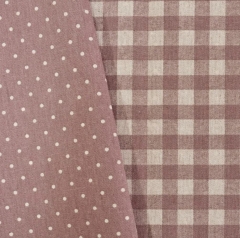 Hand-made fabric, cotton, linen, linen, double-sided cloth, stars × lattice, yellow, width of fabric-about 108cm × 50cm, cotton, 80%, linen, 20%, hand